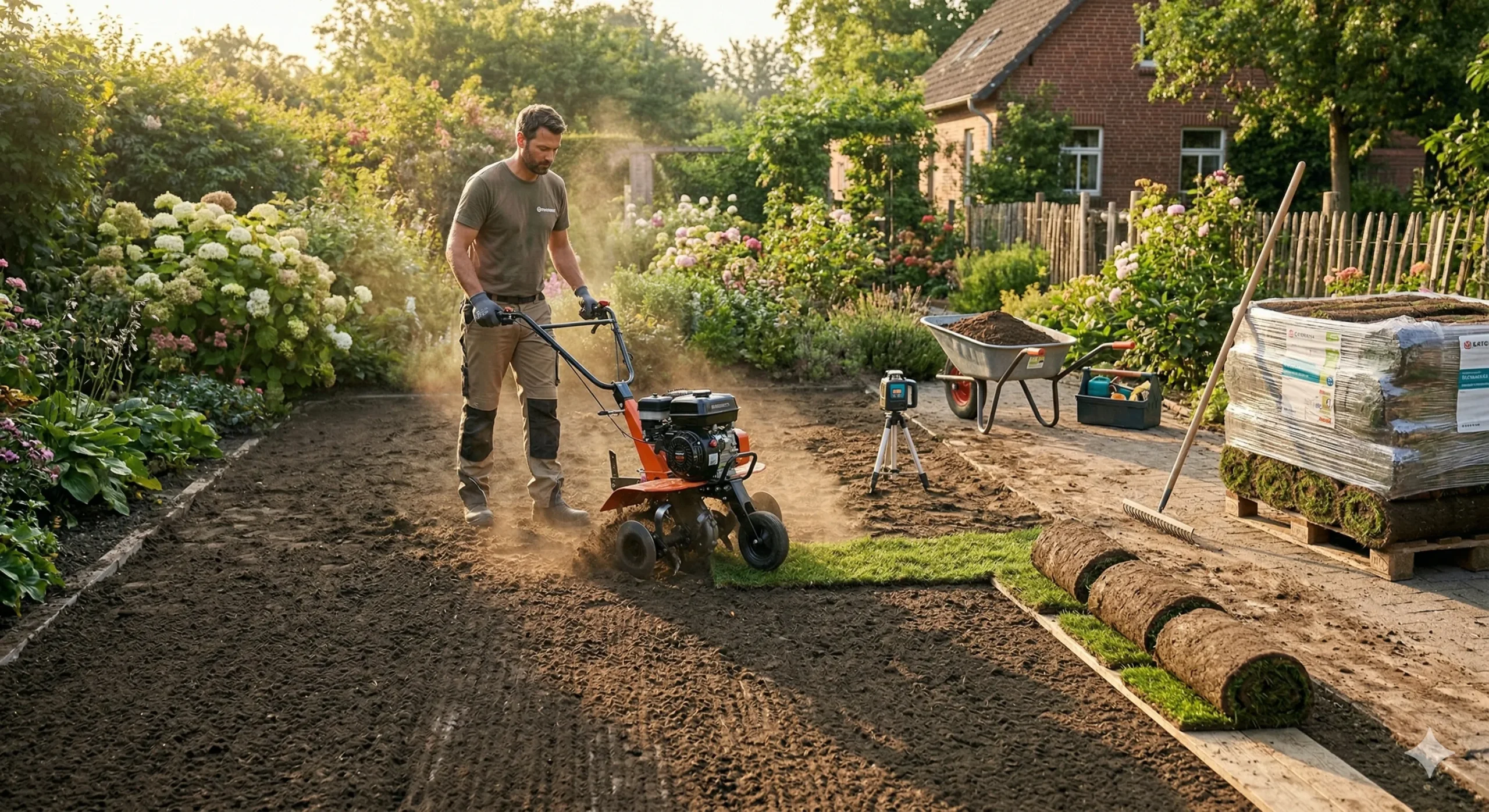Glebogryzarka separacyjna przygotowująca idealnie spulchnione podłoże pod trawnik.